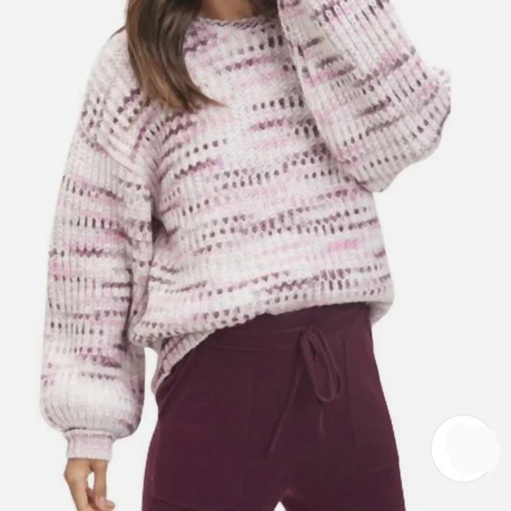 Splendid Sweater Wool Blend Chunky Knit Space Dye Oversized Black Cherry M NWT - Picture 2 of 10